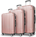 FOCHIER F Luggage Sets, Expandable 3 piece Hard Shell Luggage Set with TSA Lock, PC+ABS Hardside Travel Suitcase with Wheels for Women Men 20 24 28 Inch (Rose Gold)