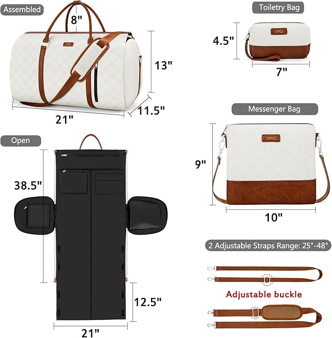 Convertible Garment Duffel Bag for Travel - Carry On Garment Bags With Toiletry Bag Large Weekender Bag for Men Women 2 in 1 Hanging Suitcase Suit Travel Duffel Overnight Bags 4pcs Set