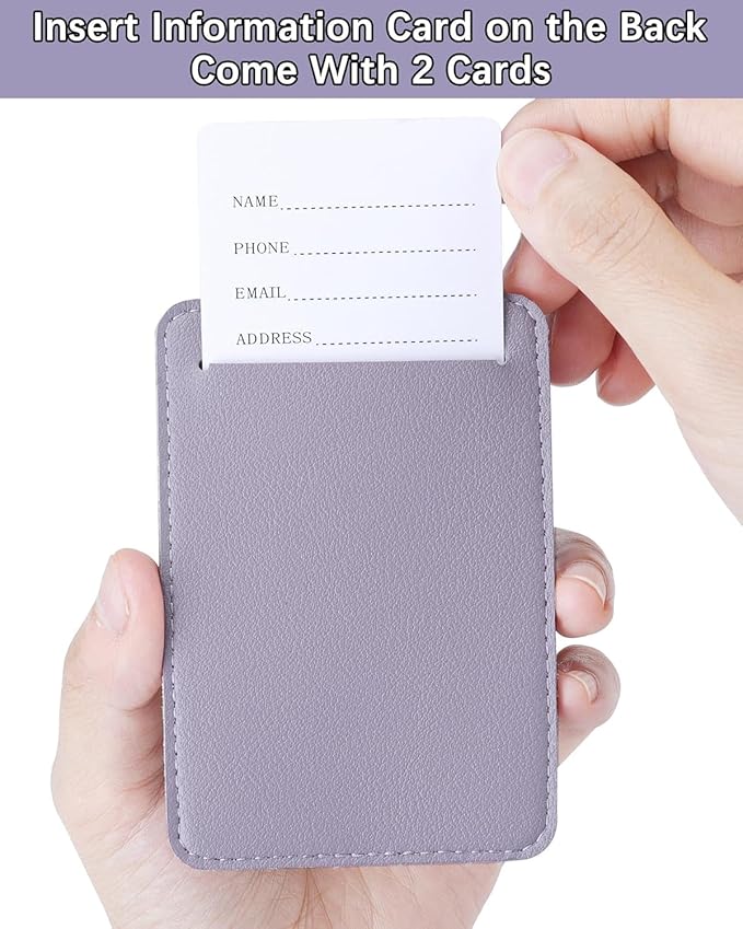 Teskyer Luggage Tags for Suitcases, TSA Approved with Privacy Protection Cover, Premium Faux Leather Bag Tags for Travel - 4 Pack, Purple
