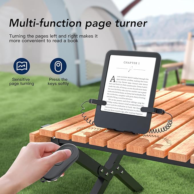 Remote Control Page Turner and Stand for Kindle Paperwhite Oasis eReaders,Clicker Page Turner Forward and Backward,Kindle Accessories for iPhone,iPad,Tablets Reading ,Camera Video Record &Selfie