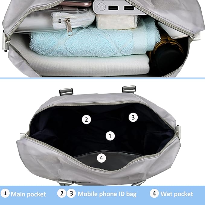Travel Duffle Bag, Waterproof Sport Tote Gym Bag for Women Men, Overnight Weekender Carry On Bag with Wet Pocket