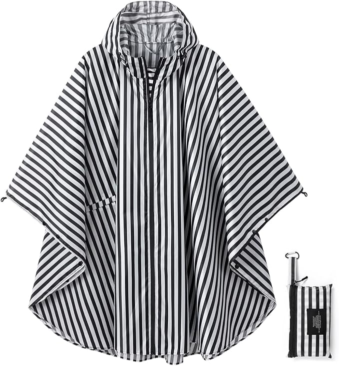 Rain Poncho Jacket Coat Hooded Zipper Style for Women/Men/Adult with Pocket