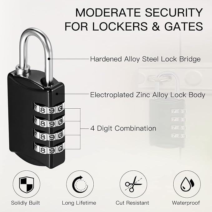 Moxweyeni 10 Pcs 4 Digit Combination Lock Small Combo Luggage Number Locks Outdoor Waterproof Padlock for Traveling Toolbox Gym Door Locker Suitcases Employee Hasp Storage