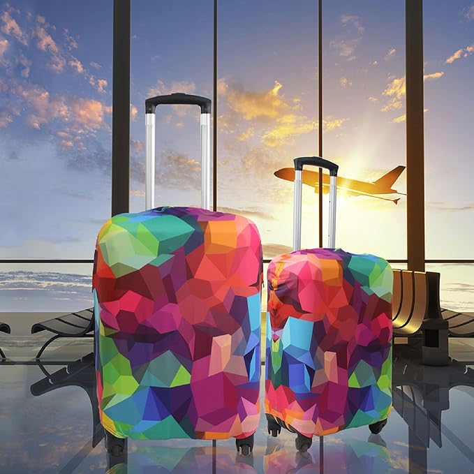 Explore Land Travel Luggage Cover Suitcase Protector Fits 18-22 Inch Case (Geometry, S)