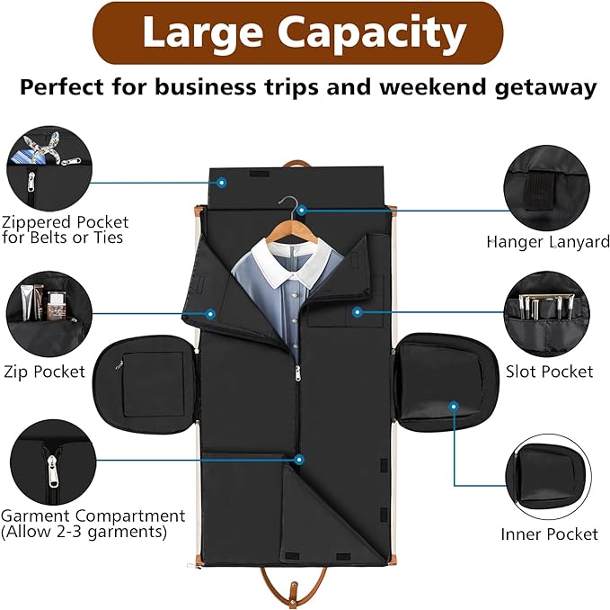 Convertible Garment Duffel Bags for Travel - Carry On Garment Bags With Toiletry Bag Large Weekender Bags for Women Men 2 in 1 Hanging Suitcase Suit Travel Duffel Overnight Bags 4pcs Set