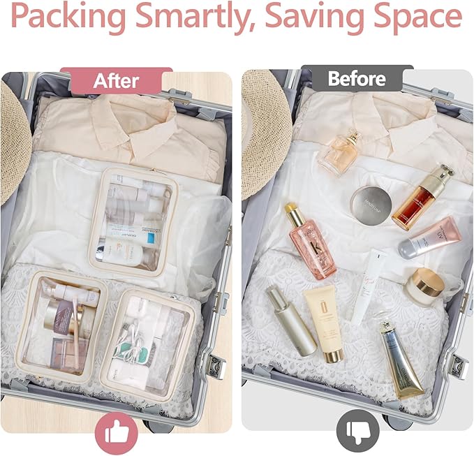 PACKISM TSA Approved Toiletry Bag - Upgrade Color-Edged Clear Makeup Bags, Clear Toiletry Bags For Traveling Fits Various Storage Needs