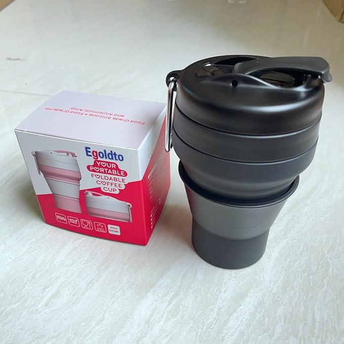 Collapsible Coffee Cup, 20 OZ 600ml Silicone Travel Folding Cup, Leak Proof BPA Free Portable Cup, Travel mug with Lids for Camping hiking (20OZ)