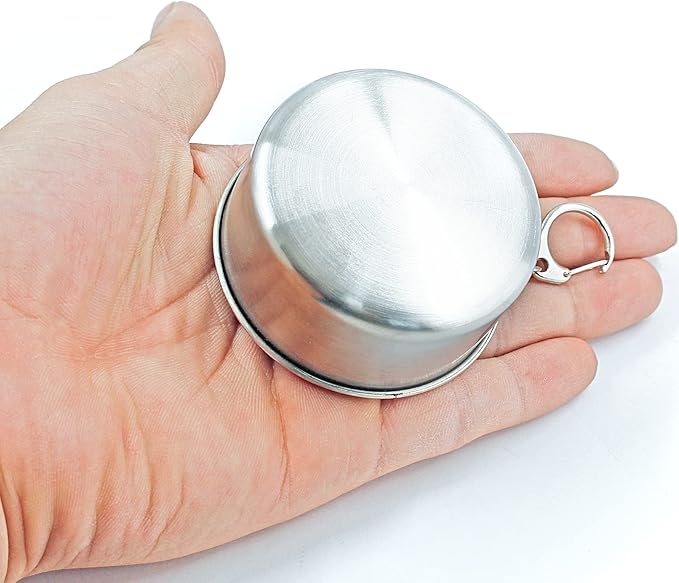 Litoexpe 8.45oz Collapsible Travel Cup With Keychain, Stainless Steel Folding Camping Cup Portable Drinking Mug For Hiking, Picnic and other Outdoor Activities, 250ml