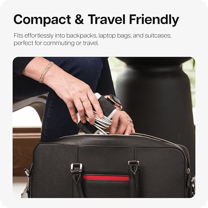 TAIM - Premium Charging Cable Organizer Case | Compact Travel Cord Management Accessories for Apple MacBook Pro, MacBook Air, & Vision Pro | Works with Apple USB-C & MagSafe Chargers | Size: Small