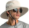 NPQQUAN Ponytail Sun Bucket Hats for Women Men Wide Brim UPF 50+ Fishing & Beach Hats