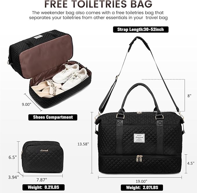 LOVEVOOK Travel Duffle Bag,Weekender Bags for Women with Shoe Compartment，Carry on Overnight Bag with Toiletry Bag,Gym Duffel Bag with Wet Pocket, Hospital Bags for Labor and Delivery
