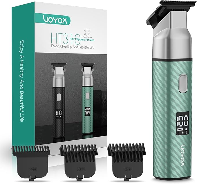 VOYOR Body Hair Trimmer for Men,Electric Razor,Versatile Groin & Body Trimmer,Waterproof and Cordless Shaver,Manscaper for Men,USB-C Charging Groomer,Ceramic Blade Razor Male Grooming HT310 (Green)