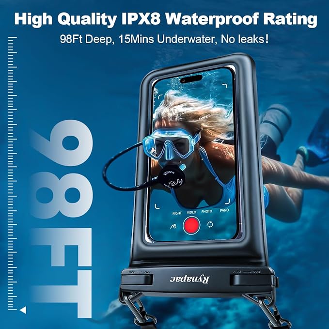Waterproof Phone Pouch Floating, Double Bags Waterproof Phone Case with Lanyard for iPhone 16 15 Pro Max, Galaxy S24 S23 Ultra, IPX8 Cellphone Dry Bag Beach Cruise Ship Essentials 2 Pack-8.5''