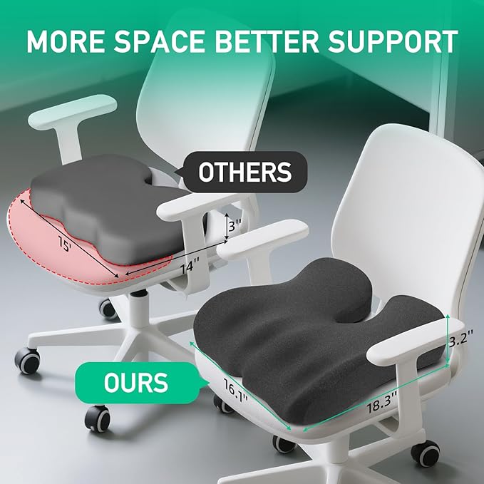 Non-Flattening Seat Cushion for Office Chairs,Gaming Chairs – Donut Pillow Ergonomic Design for Hemorrhoid, Tailbone Pain Relief, Memory Foam Long-Lasting Firm Support, Gifts for Women/Men, Dark Grey