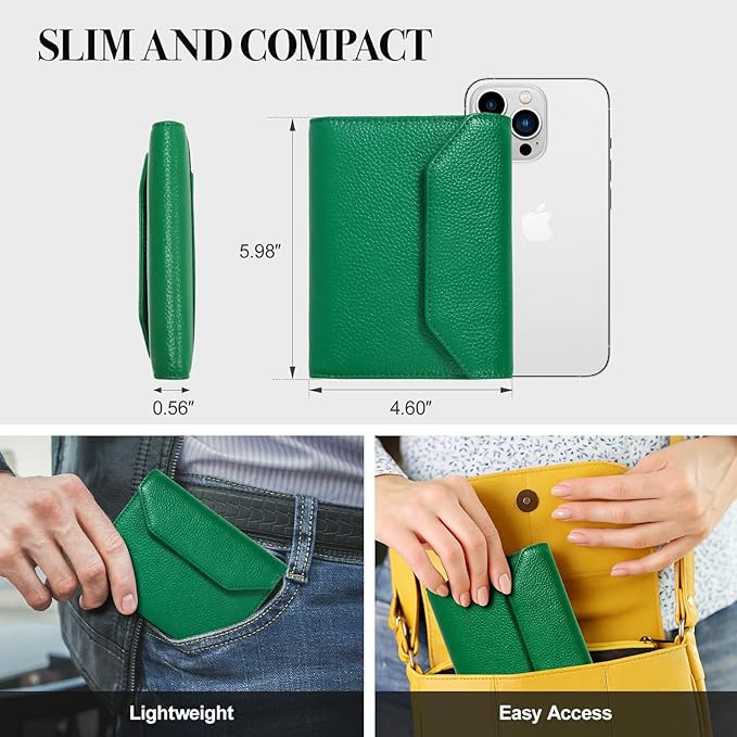 Leather Passport Holder Cover,Passport Book Holder,Rfid Blocking Travel Wallet Protect Your Card Security,Travel Document Organizer for Men Women,Airport Essentials Gift (Green)