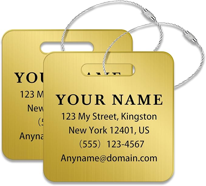 Personalized Luggage Tags for Suitcases (2/4/6/8 Pack) - Custom Engraved Metal Travel Tag, Customizable Pattern/Name/Text for Bags Backpacks Suitcases