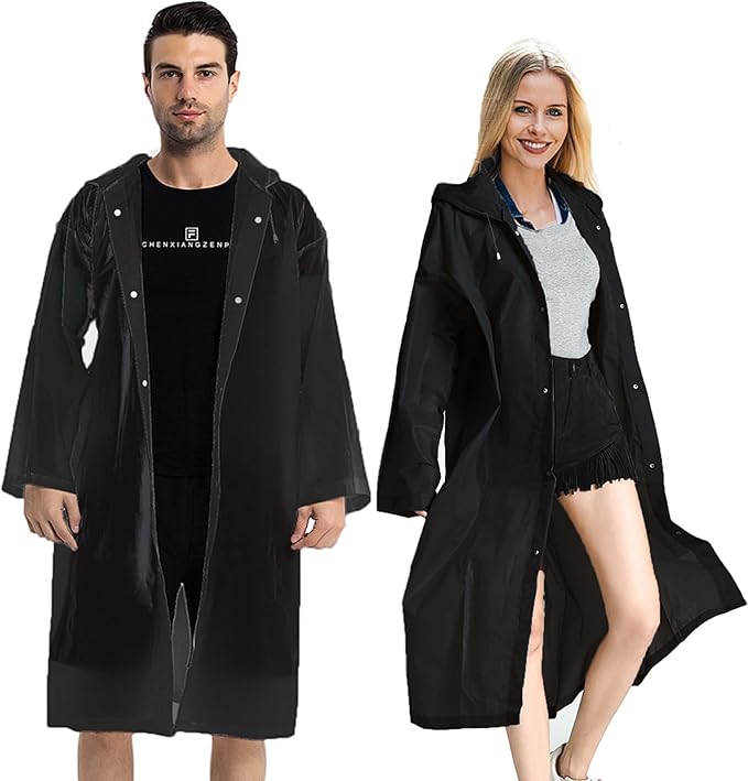 Rain Coats (2 Pack) - Reusable EVA Rain Ponchos for Adults Rain Jackets Raincoats for Men Women