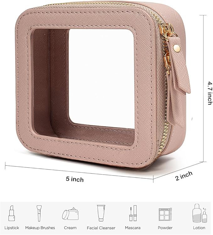 Travel Clear Makeup Bag Set, TSA Approved Cosmetic Bag Case with Zipper Portable Makeup Pouch Toiletry Bag Women Traveling Cosmetic Organizer Storage Bag Car Organizer Car Essentials for Women