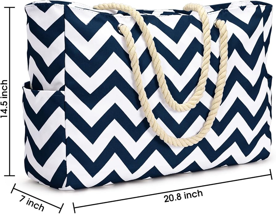 Becokan Beach Bag Large Beach Tote Bag for Women Waterproof Sandproof Swim Pool Bag With Zipper