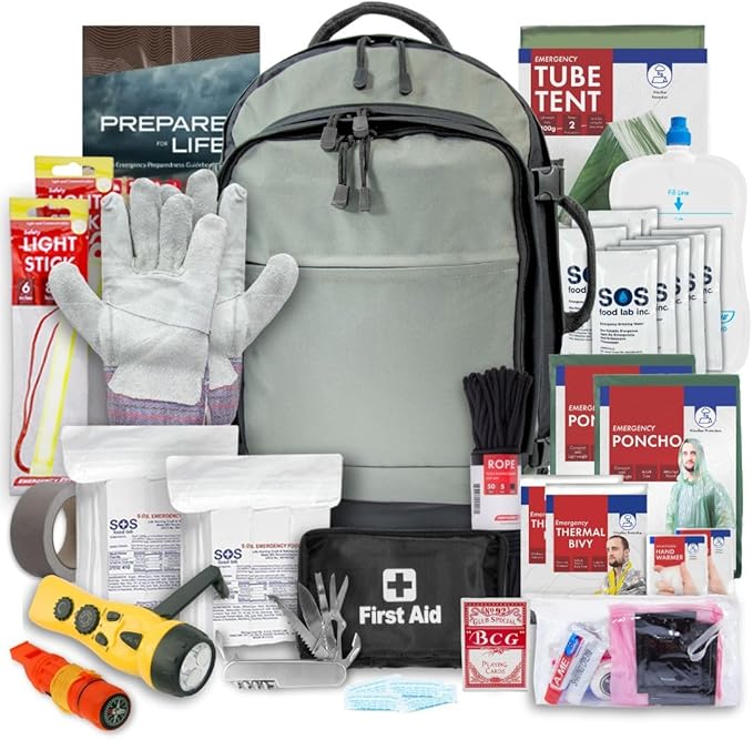 Urban Survival Bug-Out Bag/Go Bag and Disaster Survival Supplies for up to 6 People | Survival Kit for Wildfires, Hurricane, Civil Unrest & More