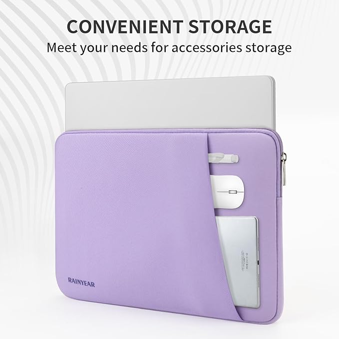 RAINYEAR Laptop Sleeve Case with Front Pocket, 11-13 Inch Protective Portable Case with Front Pocket, Briefcase Laptop Bag Cover Compatible with MacBook Air/Pro, HP, Dell, Lenovo, Acer, Purple