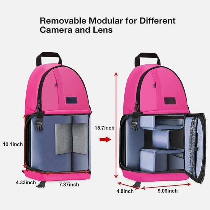 MOSISO Camera Sling Bag, DSLR/SLR/Mirrorless Camera Backpack Case Shockproof Photography Backpack with Tripod Holder & Removable Modular Inserts Compatible with Canon/Nikon/Sony/Fuji