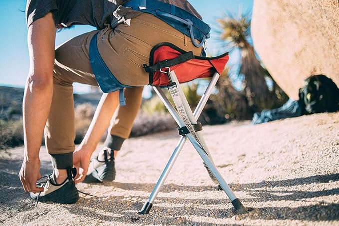 Travel Chair Slacker Tripod Chair for Camping, Set of 2, Adjustable Carry Strap for Easy Transport | Oversized Duck Feet for Improved Stability | Perfect for Outdoor Adventures (Black)