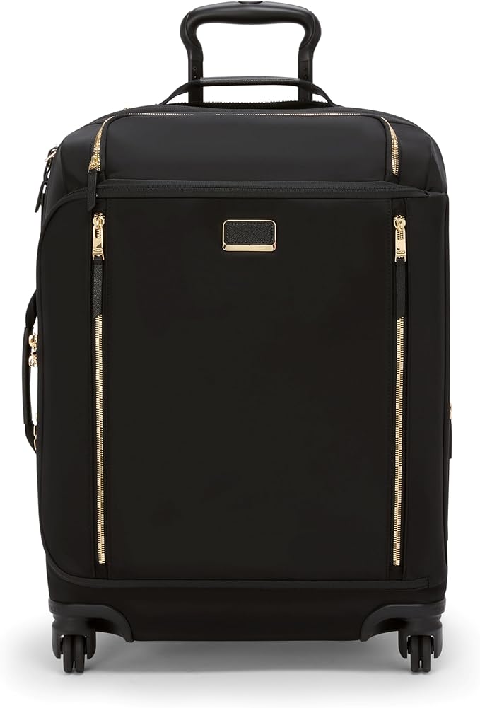 TUMI - Voyageur Leger 4 Wheeled Luggage - Women's Lightweight and Spacious, Sleek Silhouette, Durable Premium Suitcase - 21.8" Continental Expandable Carry-On, Black with Gold Hardware