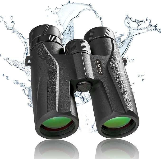 Ceagleeye10x42 Binoculars for Adults,Ipx7 Professional Waterproof and Anti-Fog with 23mm Large Eyepiece Bak4 Lens,Binoculars for Travel Bird Watching Hunting Sports Extra Bag,Strap,Phone Adapter,Black