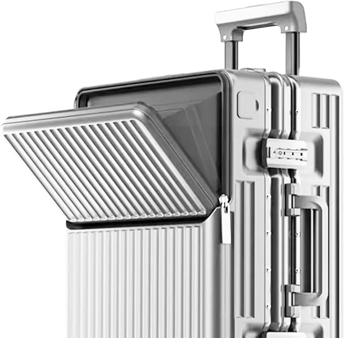 Hard Shell Luggage 24 Inch Travel Luggage, Carry-On Luggage Spinner TSA with Lid, PC+ABS Aluminum Frame，Lightweight Travel Luggage 20'' 24'' 26''Carry-On (upgraded silver, 24 inch)