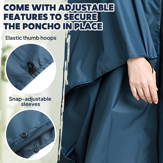 ANYOO Waterproof Rain Poncho Lightweight Reusable Hiking Hooded Coat Jacket for Outdoor Activities