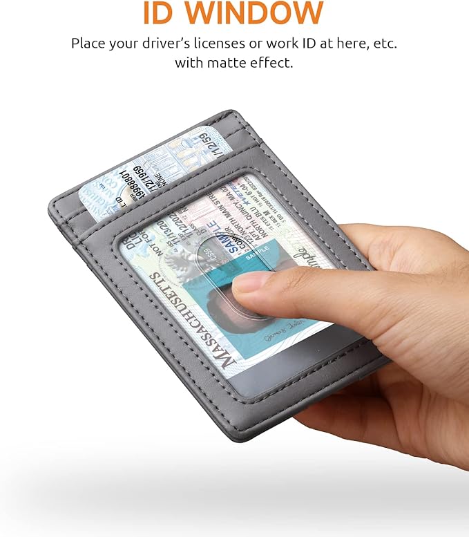 Buffway Mens Slim Wallet, Minimalist Thin Front Pocket Leather Credit Card Holder with RFID Blocking for Work Travel