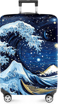 ANNA QUEEN Starry Ocean Wave Luggage Cover, Suitcase Protector with Artistic Van Gogh Style, Stretchable, Washable Travel Cover for 28-30 Inch Luggage