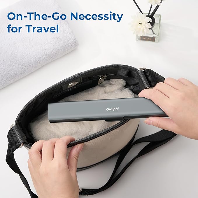 Aluminum Toothbrush Travel Case, Portable Travel Toothbrush Holder, Durable Manual Toothbrush Box Container for Traveling, Bathroom, Camping, Business Trip-Gray Blue