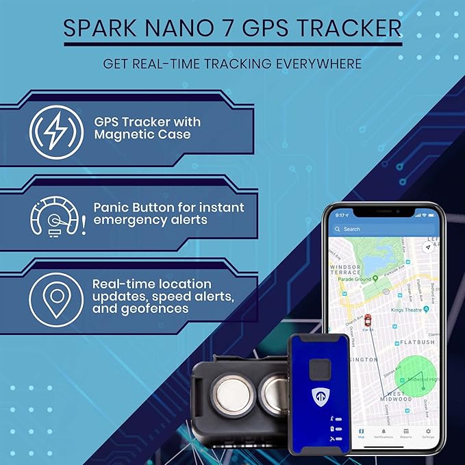 Brickhouse Car Trackers for Your Vehicle - Spark Nano 7 GPS Tracker with Magnetic Waterproof Case - Hidden Real-Time 4G LTE Vehicle Finder - GPS Tracking Device for Cars & More - Subscription Required