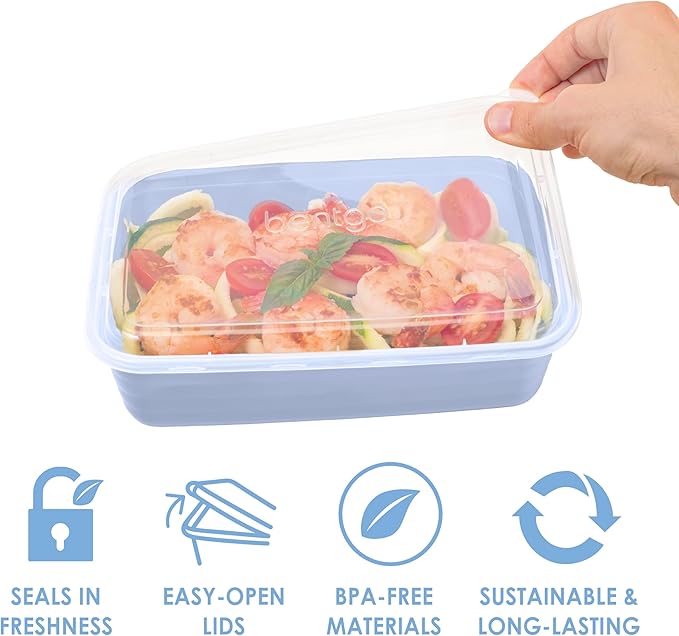 Bentgo 20-Piece Lightweight, Durable, Reusable BPA-Free 1-Compartment Containers - Microwave, Freezer, Dishwasher Safe - Periwinkle