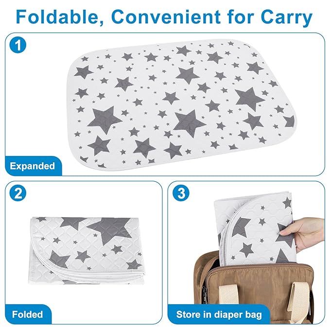 Accmor Baby Diaper Changing Pad, 27" x 20" Waterproof Baby Changing Mat, Wipeable Portable Diaper Changing Pad for Travel