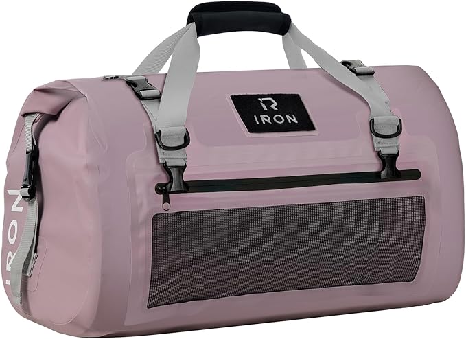 IRON JIA'S Motorcycle Dry Bag - Waterproof Duffle & Luggage Tail Bag Saddle Bags with Roll Top Closure, Shoulder Straps, Inner Pocket and Mesh Pocket (Purple, 50L)