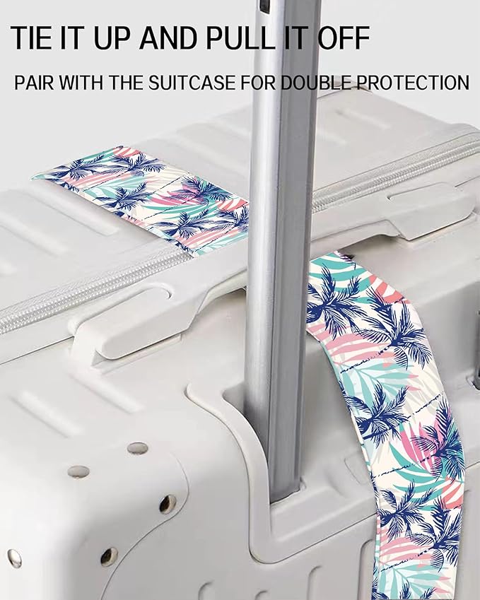 Luggage Straps for Suitcases, Adjustable Travel Belt, Durable Wide Luggage Strap, Cute Suitcase Strap Identifiers with Buckle, Bag Straps for Luggage, Cute Boho Leaf