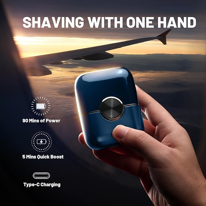 Electric Foil Shavers for Men: Upgraded Mini Electric Razor for Beard - 4 Floating Blades & Big LED Display - 2 Gears Adjustable Face Razor with IPX7 Waterproof for Travel & Home, USB Type C