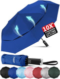 Seniny Windproof Travel Umbrella, Double Vented Canopy Large Umbrellas for Rain, Automatic Compact Umbrella for Car Backpack, Portable Pocket UV Umbrellas for Sun Protection Walking, Lightweight