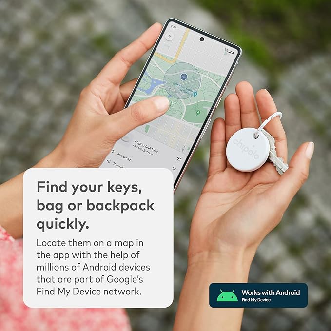 Chipolo ONE Point - 4 Pack - Key Finder, Bluetooth Tracker for Keys, Bag, Item Finder - Works with Google's Find My Device app (Android only) (Off White)