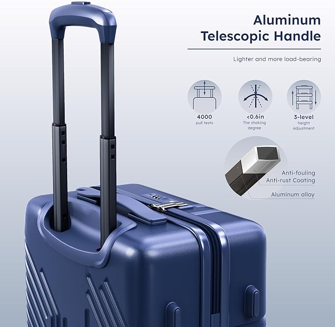 ALPHA CAMP 20-inch Carry On Luggage Airline Approved - PC+ABS Lightweight Suitcase with Built-in TSA Lock，Hard-shell Durable Rolling Luggage with USB Port