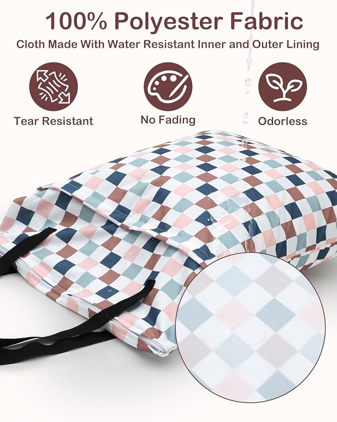 ALVABABY 2 Pack Large Wet Dry Bag Waterproof Hanging Cloth Diaper with Double Zippered Pockets 25x18 inches 2HL02