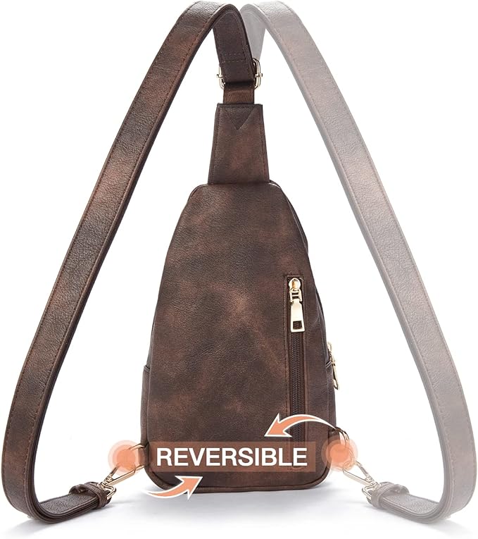 Telena Small Sling Bag for Women Leather Crossbody Fanny Packs Chest Bag for Women