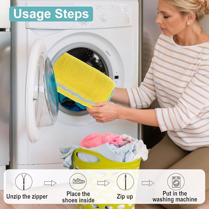 2PCS Shoe Washing Machine Bag, Durable Shoe Bag for Washing Machine, Fits All Shoe Sizes, Easy to Use Cleaning Bag