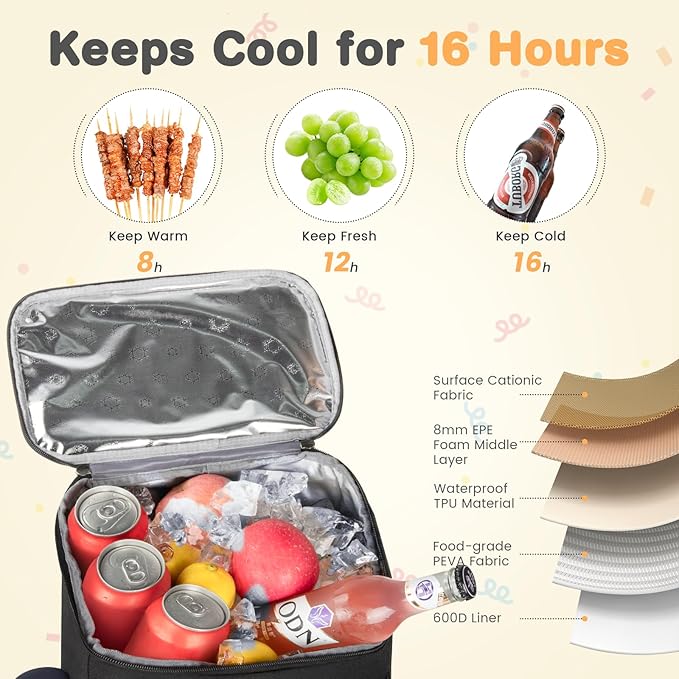 Cooler Backpack Soft Insulated Leak Proof 50 Cans Insulated Backpack Cooler Portable Picnic Camping Beach Hiking BBQ Lunch Backpack for Men and Women - Black