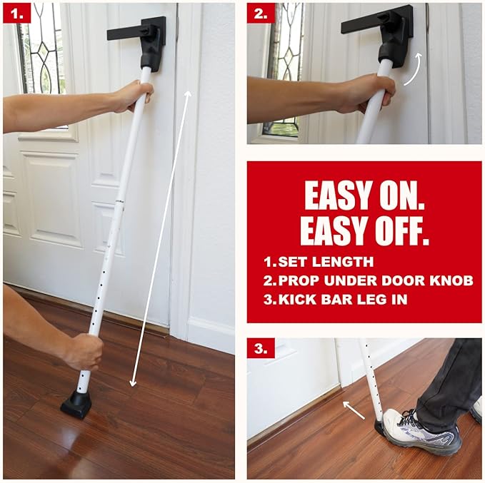 SECURITYMAN Door Security Bar & Sliding Patio Bar - Constructed of High Grade Iron - Great for Apartment Security, Hotel Safety, or Home Protection Door Stoppers