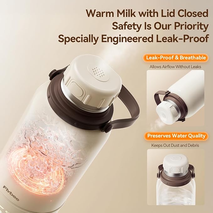 Portable Bottle Warmer for Travel - 3Min Fast Heating Bottle Warmer for Breastmilk & Water, Portable Milk Warmer for Baby On The Go with 17oz Capacity & Precise Temp Control for Car, Airplane