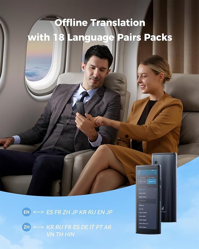 Language Translator Device, Two-Way Instant Voice Translator for 108 Languages, Real-Time Translation Device with Online Offline Translation, Portable Traductor for Travel, Business